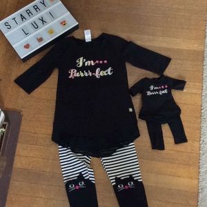 Dollie and Me matching cat outfit, 6X & 18 inch